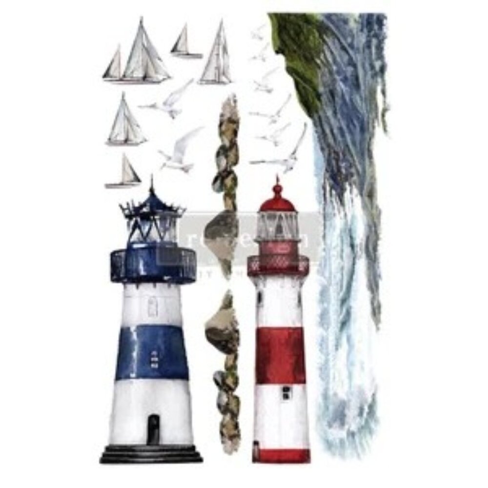 LIGHTHOUSE ~ Redesign with Prima Decor Transfer! ~ DIY / Upcycling / Chalk Paint
